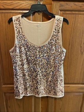 LOFT (Ann Taylor) Blush Sequin Scoop Tank size L